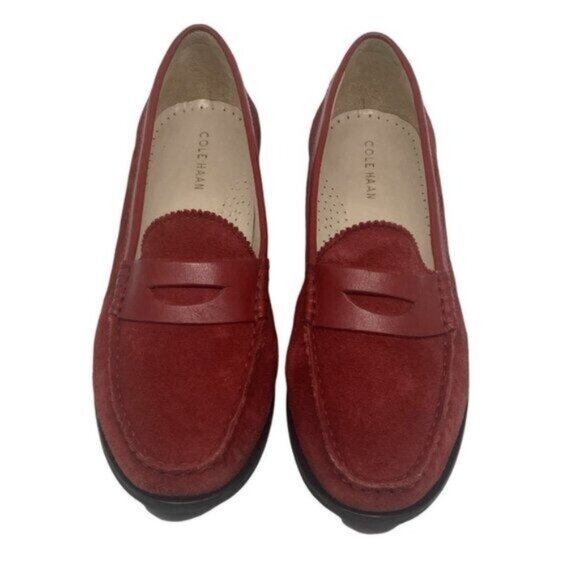 Cole Haan Classic Deep Red Suede/Leather Penny Loafer Size 7.5 - Picture 2 of 8